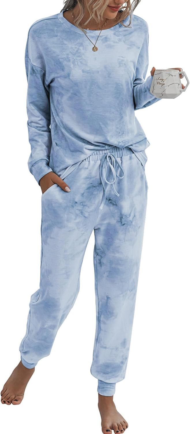 PRETTYGARDEN Women’s Two Piece Loungewear Fall Casual Long Sleeve Tops Jogger Pants Pajama Sets Matching Outfits Clothing