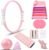 16 PCS Pink Pilates Ring and Ball Set for Women with 15″ Magic Circle, Home Pilates Equipment Kit with Adjustable 1LB Ankle Wrist Weight, Resistance Band, Gliding Discs, Pilates Essentials Accessories