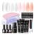 Coscelia Poly Nail Extension Kit with U V Light 4PC 16ML Poly Nail Gel with U V Lamp Clear Pink White Orange Colors Quick Building Nail Art Nail Extension Gel Kit DIY