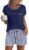 Ekouaer Pajama Set for Women Short Sleeve Tops and Shorts Set 2 Piece Pjs Classic Loungewear with Pockets