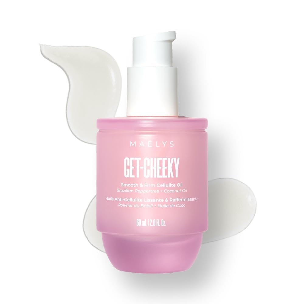 MAËLYS GET-CHEEKY Body Oil for Women – Cellulite Massage Oil with Shea Butter & Vitamin E – Skin Oil for Massage Therapy & After Shower Use – Helps Reduce the Look of Dimpled Skin (2 Fl Oz)