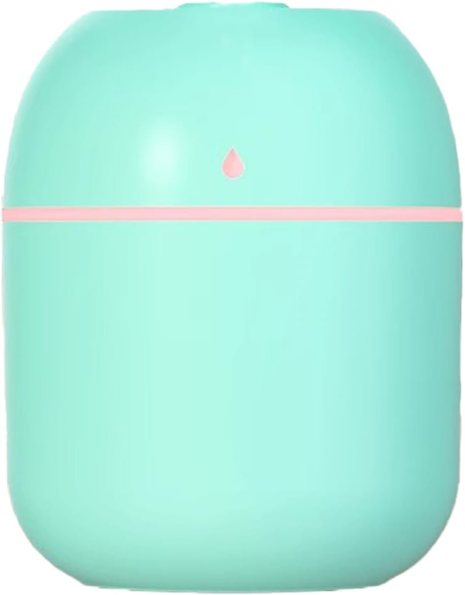 Portable Mini Humidifier Small Cool Mist Humidifier Personal Desktop USB Powered Super Quiet for Travel Car,Office,Baby Bedroom, Night Light, 2 Mist Modes, Auto Shut-off (blue)