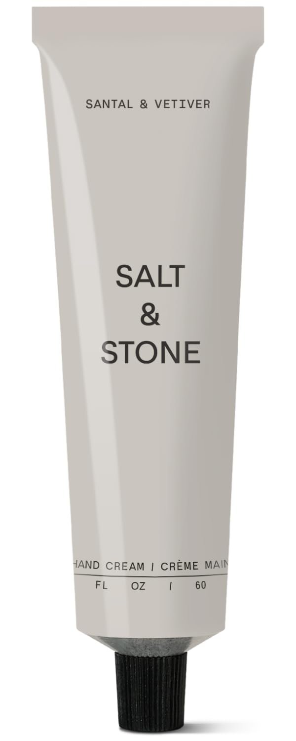 Salt & Stone Hand Cream for Women & Men | Hydrates, Nourishes & Softens Skin | Restores Dry Cracked Hands | Fast-Absorbing | Cruelty-Free & Vegan | Santal & Vetiver 2 fl oz