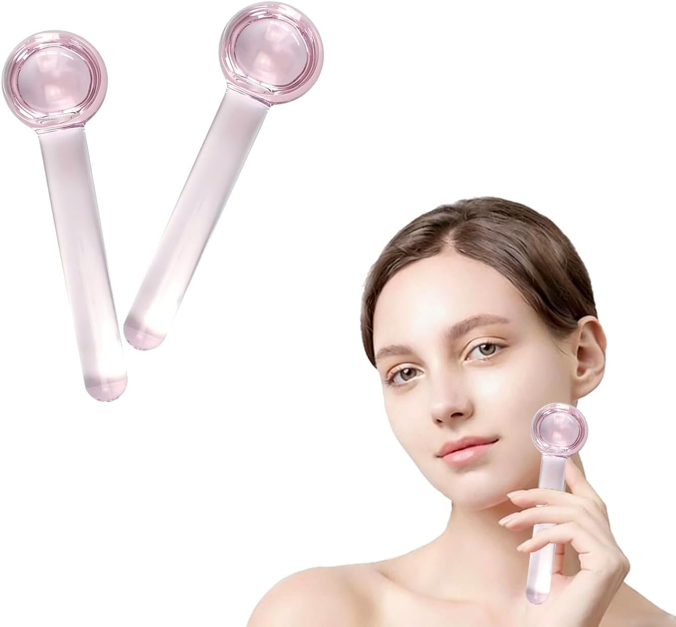 SportEmblema Ice Globes for Face & Eyes,Facials Cold Roller Cooling Globes for Skin Tightening & Anti-Aging Reusable Ice Facial Roller for Reduction of Puffiness & Wrinkles Dark Circles,Headaches-Pink