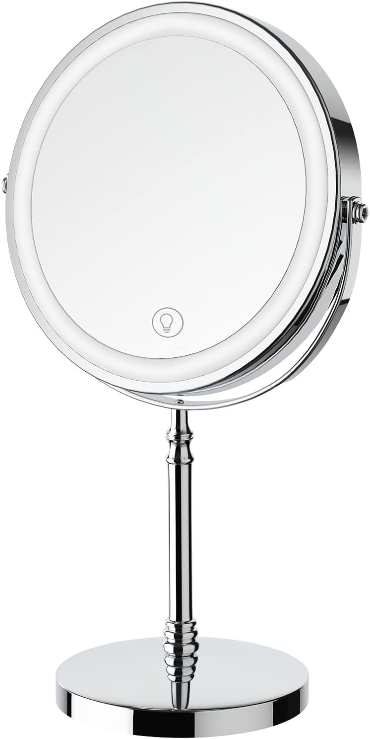 DEIOVWXS Makeup Mirror, 3000mAh Rechargeable Double-Sided Magnifying Vanity Mirror with 3 Colors, 1X/10X, Adjustable Brightness, Gifts for Mom, Mothers Day, Women, Wife, Girls, Dorm Room Essential