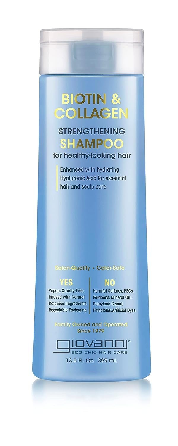 GIOVANNI Biotin & Collagen Shampoo – Strengthening Shampoo, Vegan, Cruelty-Free, Infused with Natural Botanical Ingredients, Salon-Quality, Color-Safe, For Healthy-Looking Hair – 13.5 Oz