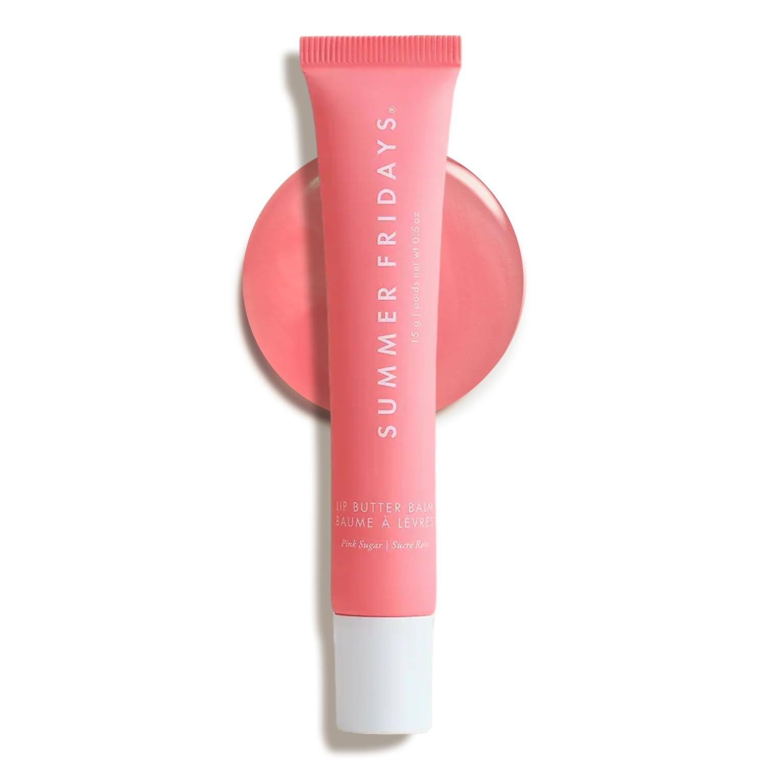 Summer Fridays Tinted Lip Butter Balm – Conditioning Vegan Lip Balm for Instant Moisture, Shine & Hydration – Sheer-Tinted, Soothing Skincare – Pink Sugar (.5 Oz)