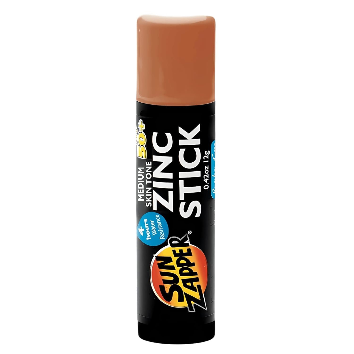 Sun Zapper Zinc Oxide Sunscreen Stick SPF 50+ Medium Skin Tone – Mineral Sunscreen for Face and Body, Water Resistant Sunblock for Sensitive Skin, Travel Size 12g (0.42 oz), Australian Made