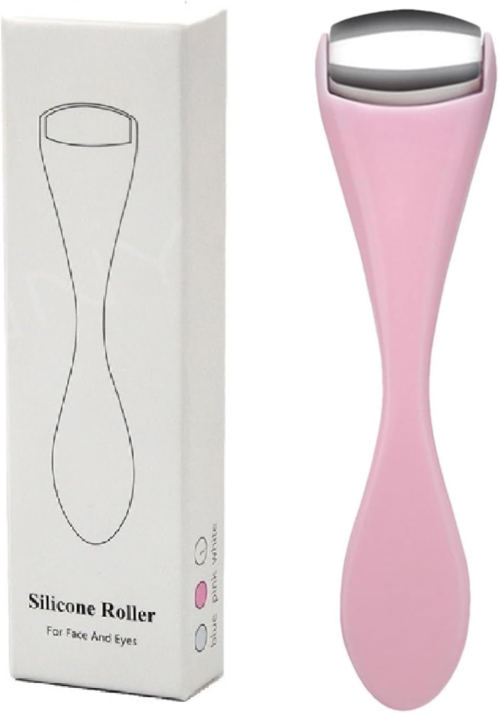 Mini Eye Face Rollers Massager 304 Stainless Steel Ice Silicone Roller for Relief Pain Skincare Facial Women Girl Gift Pink Color
