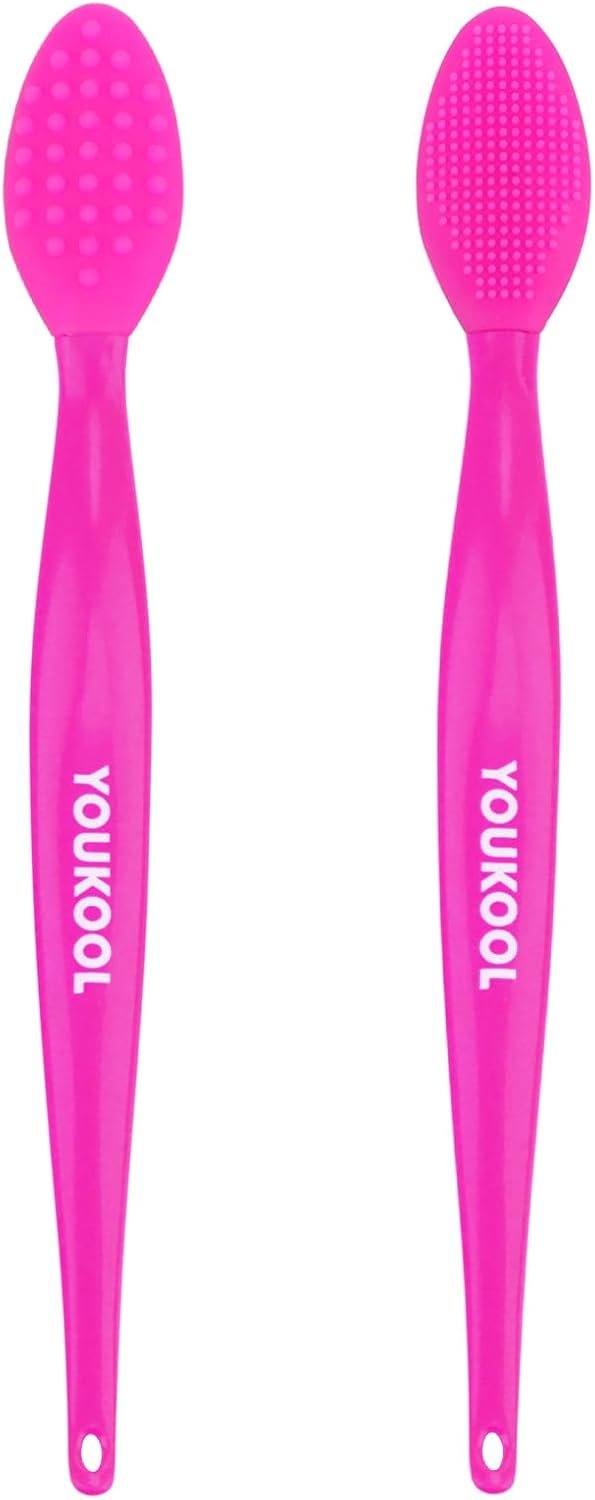 Pore Cleansing Silicone Facial Brush | Face Scrubber & Massager for Blackhead & Whitehead Removal, Sebum Reduction, Gentle Exfoliation & Clearer Skin | Suitable for All Skin Types,Fuchsia,2pc