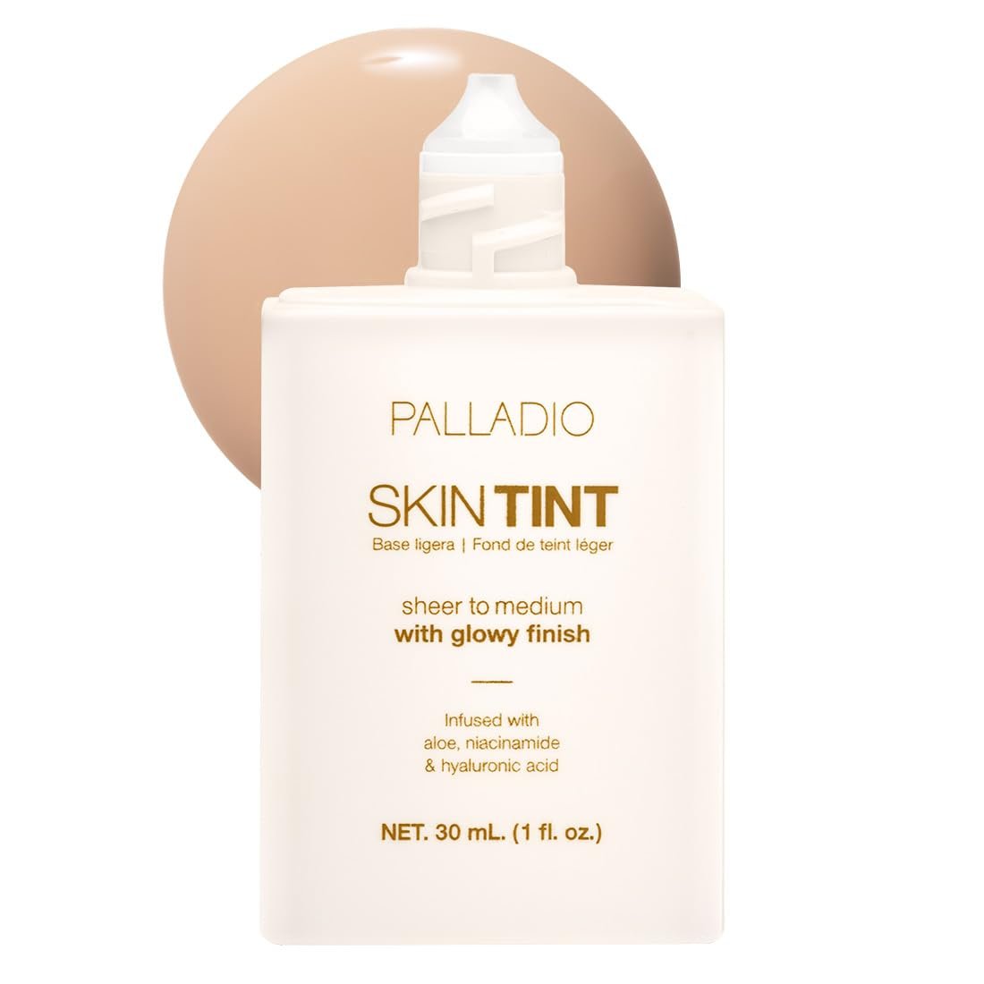 Palladio Skin Tint with Aloe, Niacinamide and Hyaluronic Acid, Sheer to Medium Coverage, Glowy Finish, Brightening and Blurring Lightweight Foundation Makeup (Fair Porcelain)