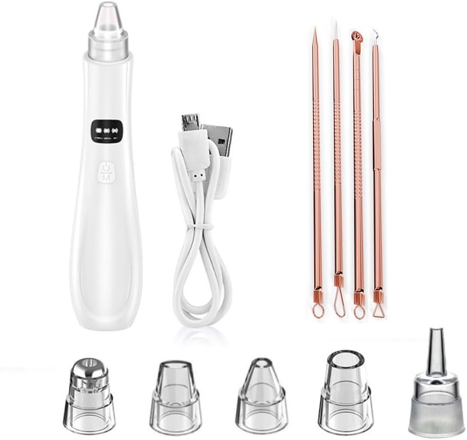 Pore Vacuum Blackhead Remover, Facial Pore Cleaner with Adjustable Suction Levels, 5 Interchangeable Heads, Deep Clean Face Vacuum Tool for Women and Men, Home Skincare Gift