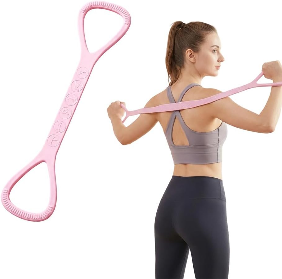 Figure 8 Resistance Band with Handles, 2026 New Silicone Figure 8 Exercise Bands for Women Men, 20 lb Resistance Rubber Band for Arms, Back, Shoulder Stretch
