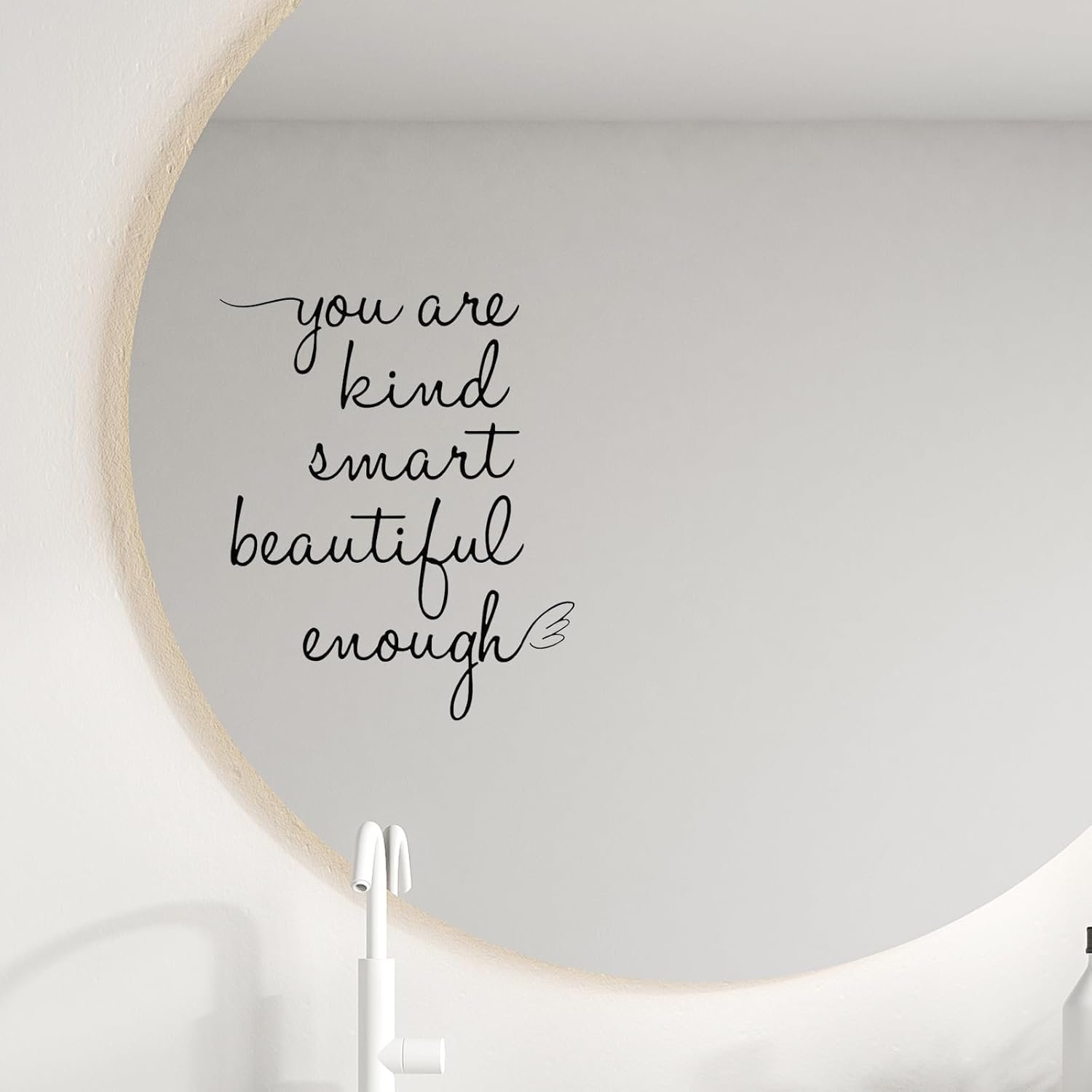 Mirror Decals, Vinyl Peel and Stick You are Kind Smart Beautiful Enough Mirror Stickers, Motivational Positive Affirmation Wall Decor for Women Girl Vanity Bedroom Bathroom Decor (Black)