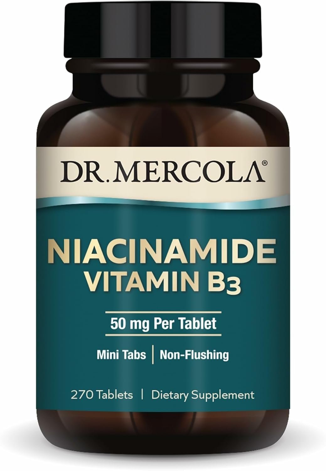 Dr. Mercola Niacinamide Vitamin B3-50 mg per Tablet – Supports Metabolic Health – Non-Flushing – Mini Tabs – Non-GMO, Gluten-Free & Soy-Free – 270 Servings (90 Tablets)
