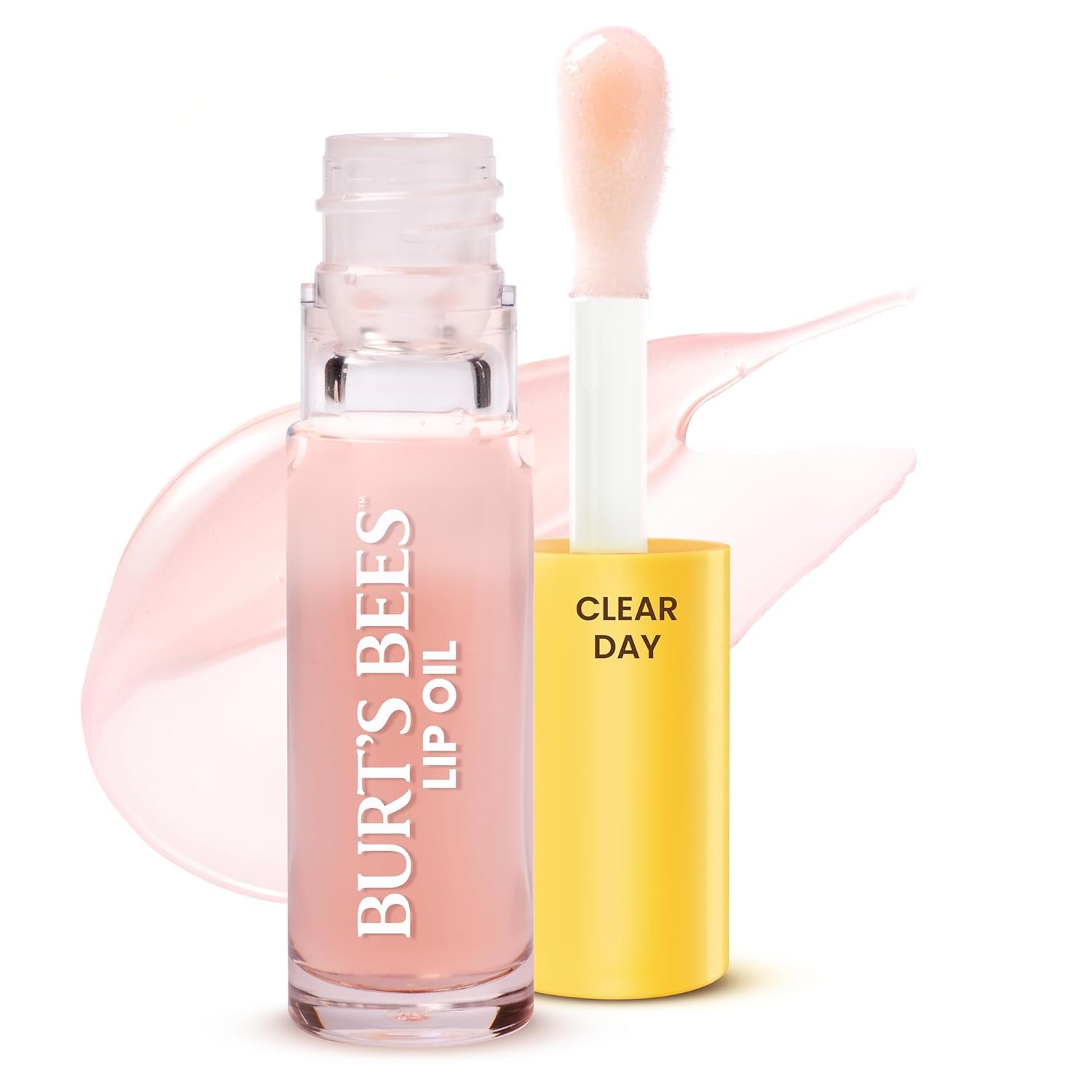 Burt’s Bees Lip Oil Clear Day, Instant Hydration, Nourishes and Softens Lips, Tint Free, High Shine Finish, Responsibly Sourced Jojoba Oil, Non Sticky, Wand Applicator, 0.15 Ounce