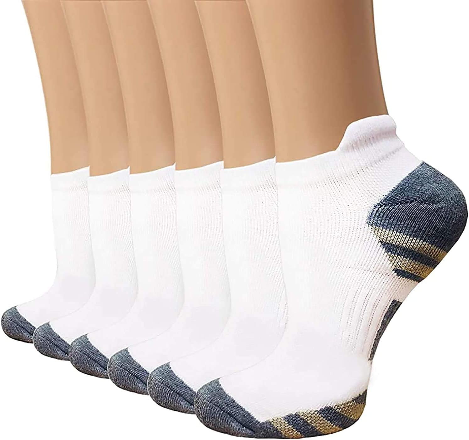 Sooverki Copper Compression Socks Women and Men 6 Pairs – Circulation Arch Support Plantar Fasciitis Running Ankle Socks