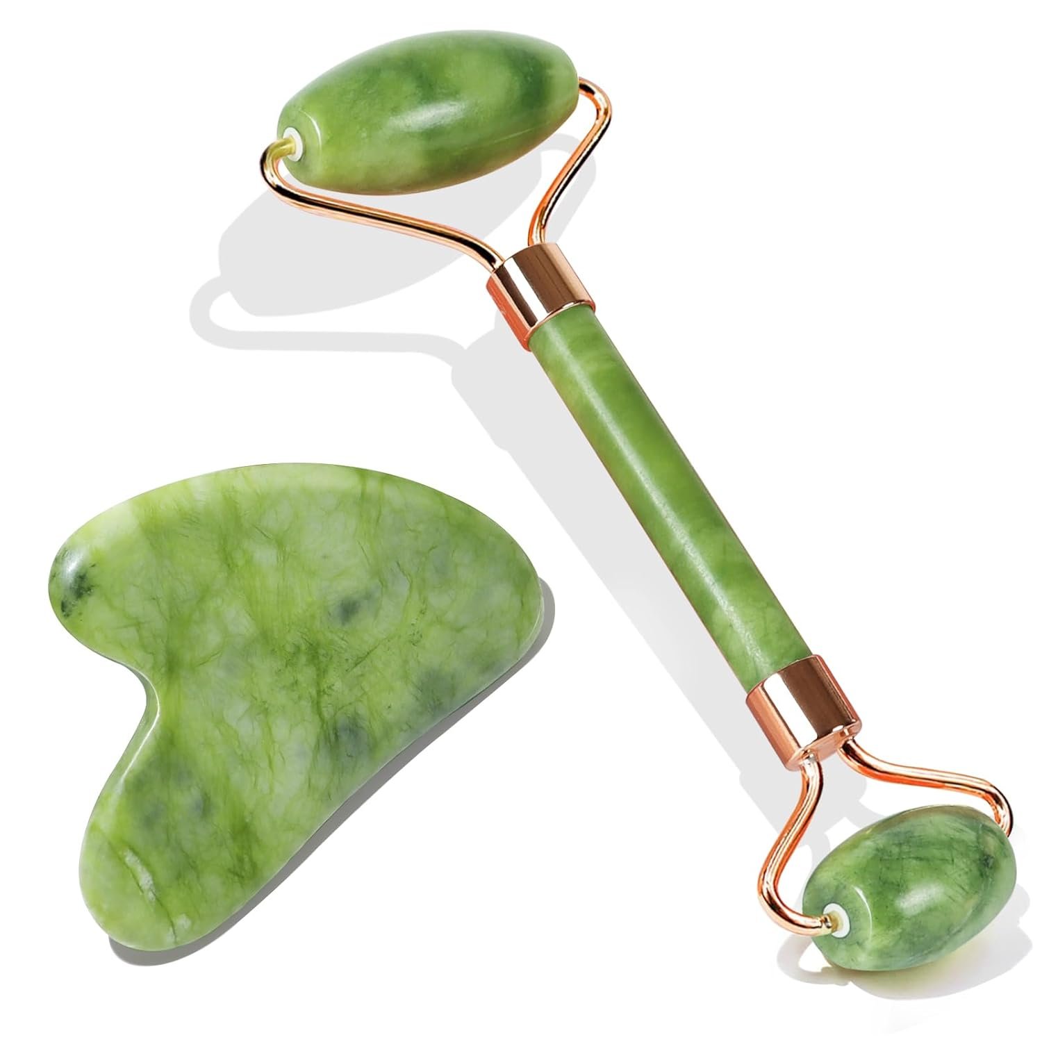 BAIMEI IcyMe Jade Face Roller & Gua Sha, Facial Beauty Skin Care Tools, Self Care Gift for Men Women, Massager for Face, Eyes, Neck, Relieve Fine Lines and Wrinkles – Green
