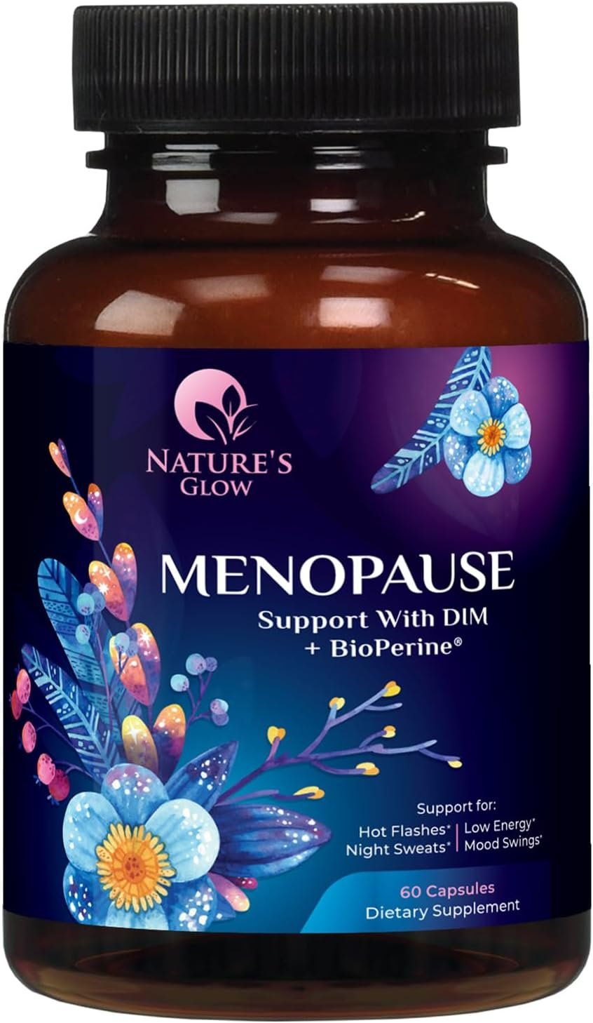 Menopause Supplements for Women – Natural Hormone Support with DIM, BioPerine & Broccoli Extract – Menopause Relief and Balance Antioxidant, for Hot Flashes and Night Sweats Support – 60 Capsules