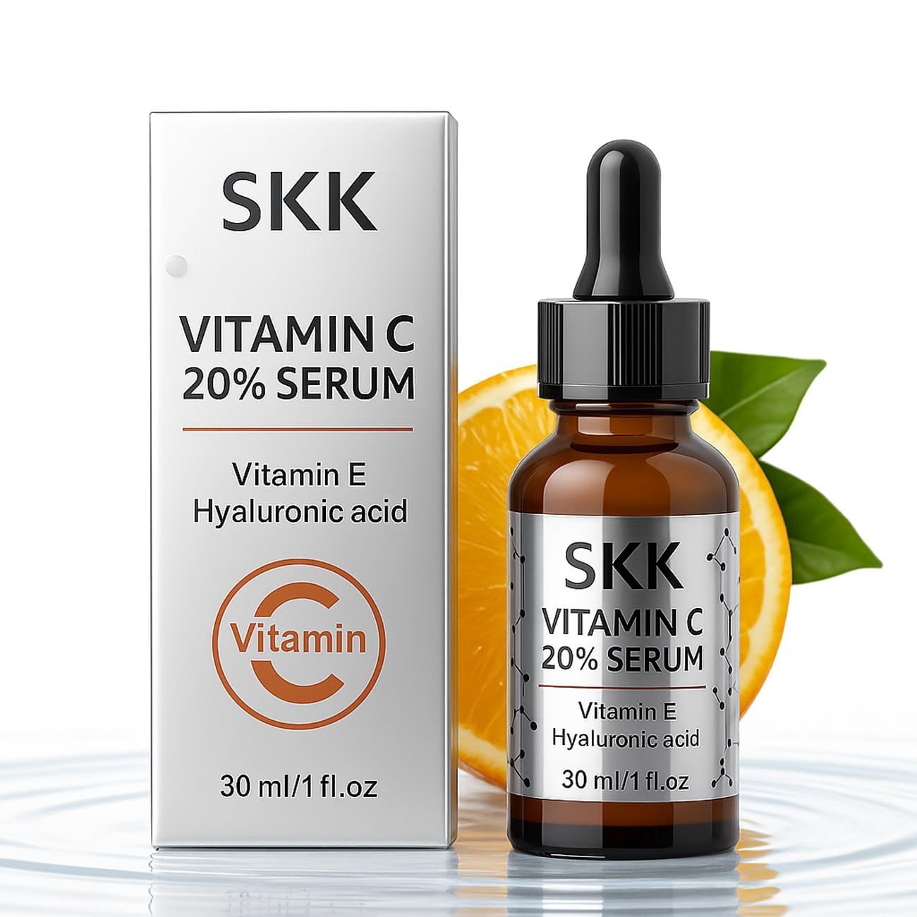 Vitamin C Face Serum 20% with Hyaluronic Acid & Niacinamide – Supports the Appearance of Dark Spots, Fine Lines, Wrinkles – Brightening & Hydrating Serum for Women & Men