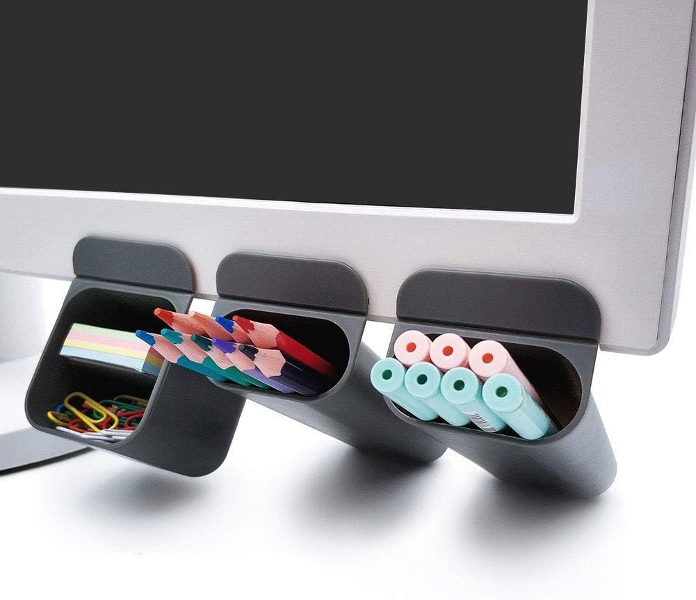 Goblin’s Treasures New Creative DIY Screen Pen Pencil Holders Desktop Accessories Desk Organizers Containers Storage Bags-3 Pack,polypropylene (Gray)