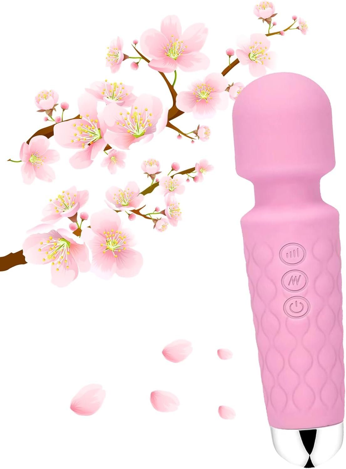 GWWJGSN Handheld Cordless Vibrating Massager – 8 Speeds, 20 Modes, 3-Second Press to Power On, for Neck, Back, Arms, Legs Muscle Relaxation (Rose Pink)