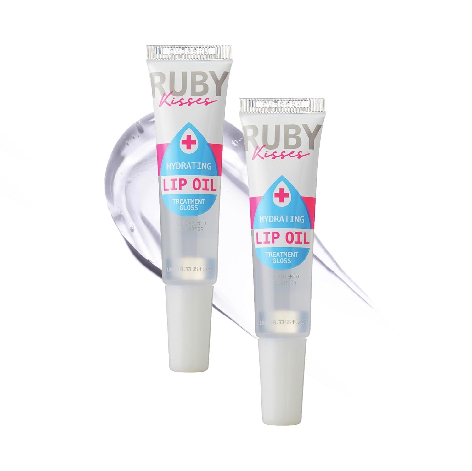 Ruby Kisses Hydrating Clear Lip Oil Treatment Gloss (2 Pack), Hydrates & Heals with Vitamin E & Jojoba, Lightweight Non-Greasy Formula with Almond Oil, Repair & Protect Dry Chapped Lips