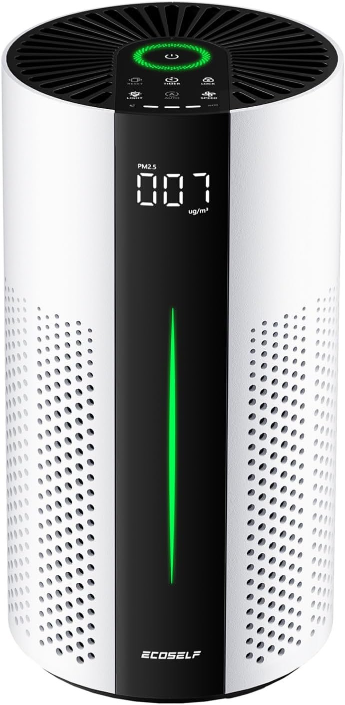 ECOSELF Air Purifiers for Home Large Room up to 1800 Ft², Air Purifiers for Bedroom 360° Air Intake with Smart Auto Mode, HEPA Air Purifier