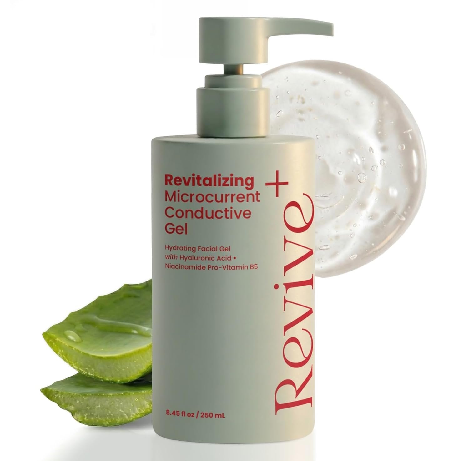 2-in-1 Microcurrent Conductive Gel with Hyaluronic Acid, 8.45 oz — Anti-Aging Hydrating Serum & Facial Toning Gel for Microcurrent Devices, Fragrance-Free Leave-On Skincare, Non-Sticky Silky Glide