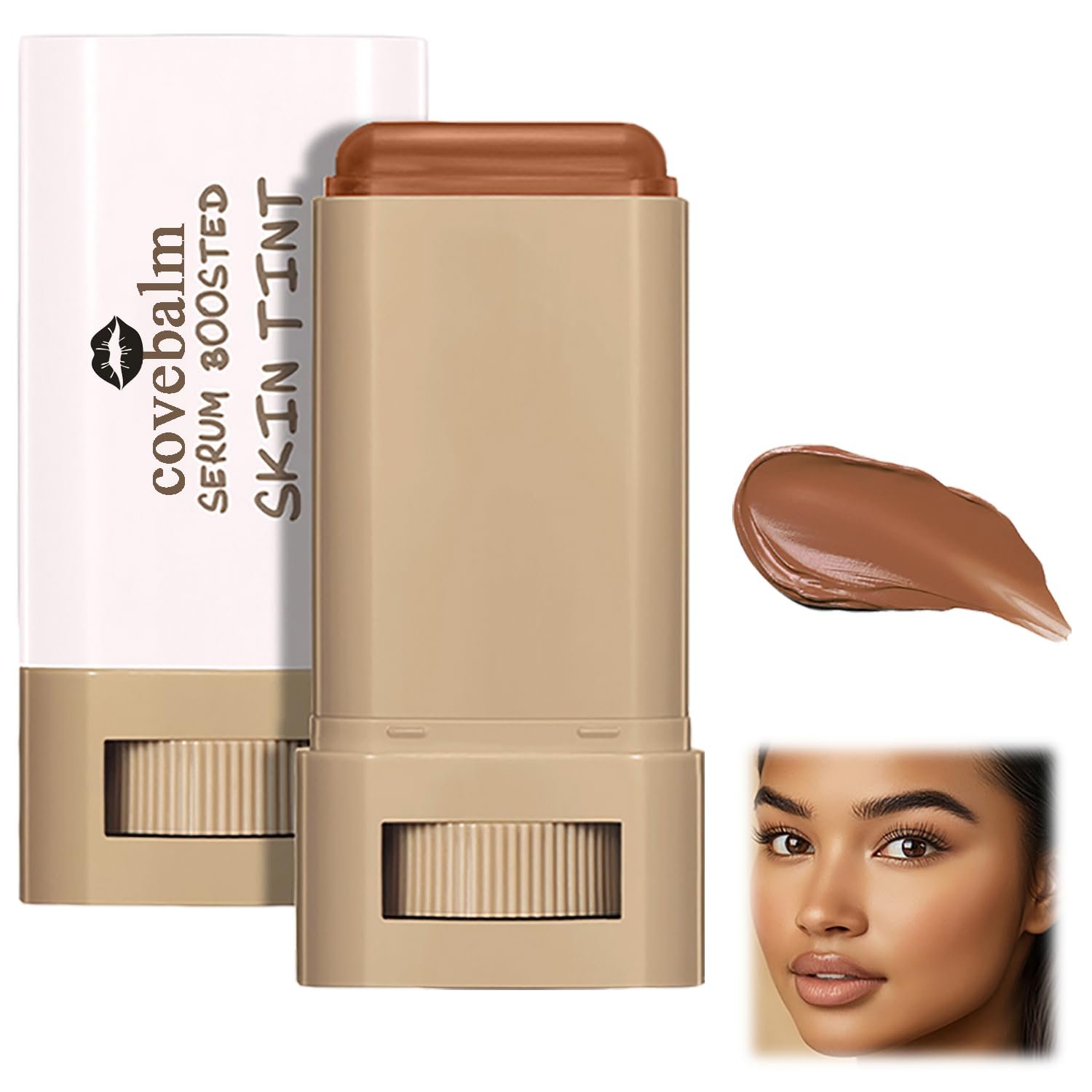 Beauty Skin Tint for Black Women, Covebalm Foundation Stick, Beauty Balm Serum Boosted Skin Tint, Concealer Stick Full Coverage Foundation, Tinted Moisturizer for Face (#03)