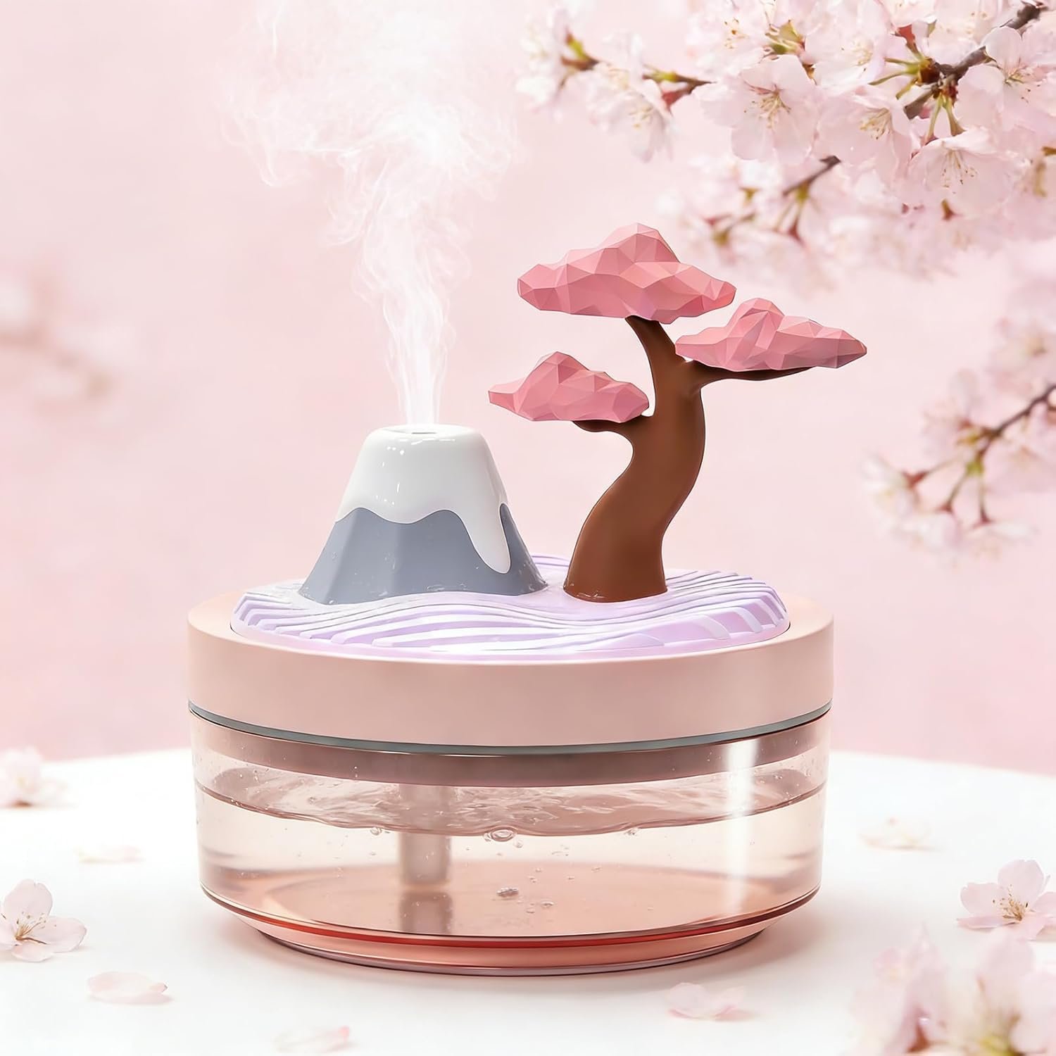 Landscape Night Light Humidifier with 2 Mist Modes, 320mL Large Tank Whisper-Quiet for Baby/Nursery/Office, Portable Mini Air Moisturizer