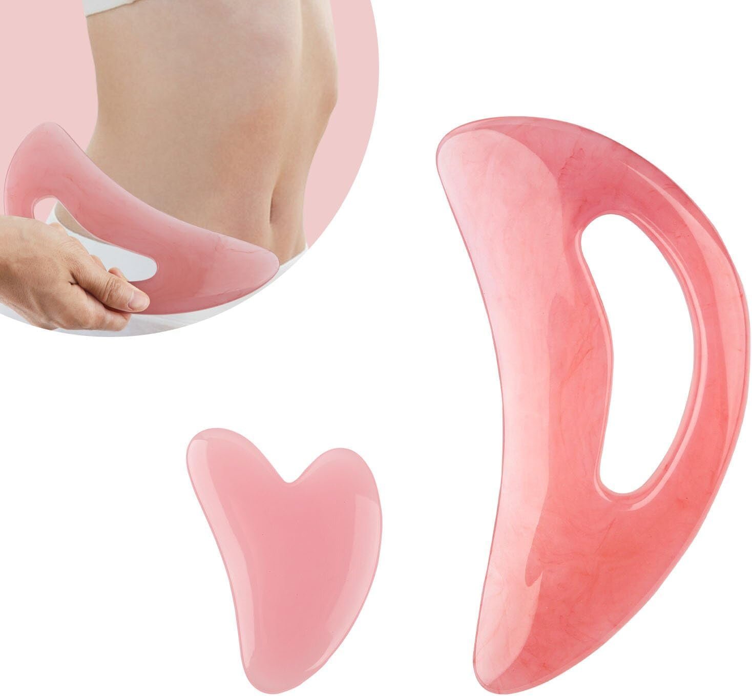 FDKJEJC Body Gua Sha Tool Cellulite Guasha Tool for Body Large Body Massage Tools (Natural Resin) Lymphatic Drainage Tool Guasha Tool for Face，Back, Legs, Women’s Body Shaping Tools (Pink)