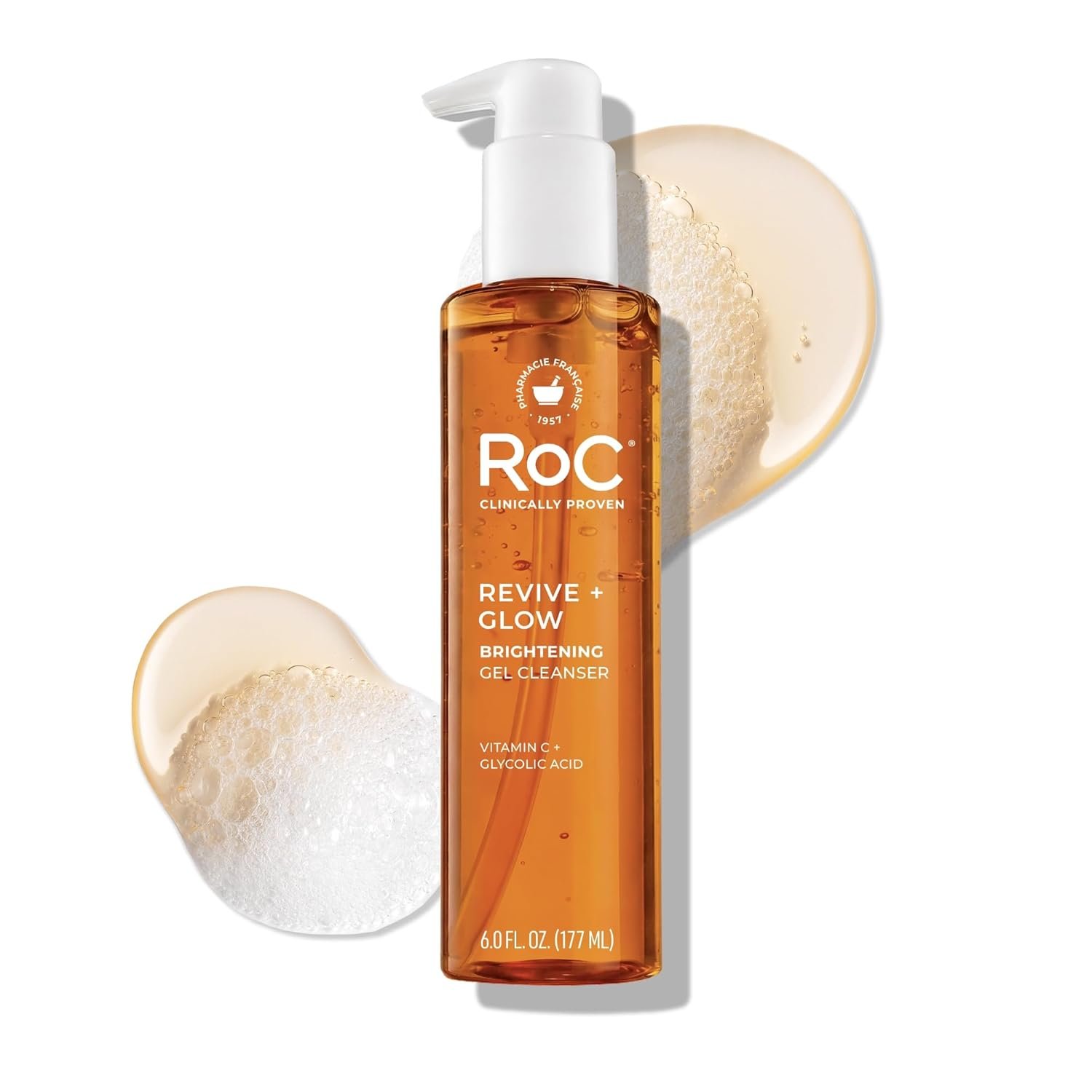 RoC Multi Correxion Revive + Glow Gel Vitamin C Cleanser, Face Wash, Facial Cleanser with Glycolic Acid, Paraben-Free, Sulfate-Free Skin Care – 6 Ounces