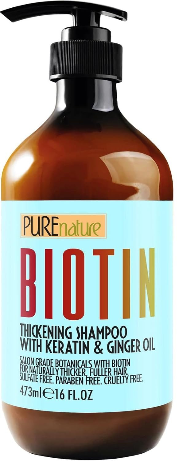 Biotin Shampoo – Sulfate Free Strengthening and Volumizing Shampoo for Thinning and Fine Hair – Professional Salon Thickening, Volume Boosting Formula – Paraben Free for Women and Men – 16 Fl Oz