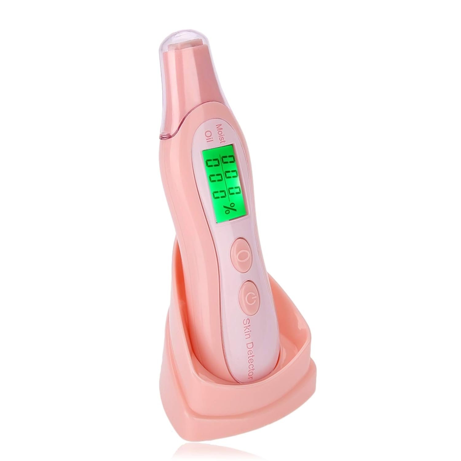 LCD Digital Skin Analyzer with Moisture, Water & Oil Monitor – High Sensitivity Facial Skin Tester for Home, Travel, Beauty Salons & SPA – USB Measuring Device for Women (Pink)