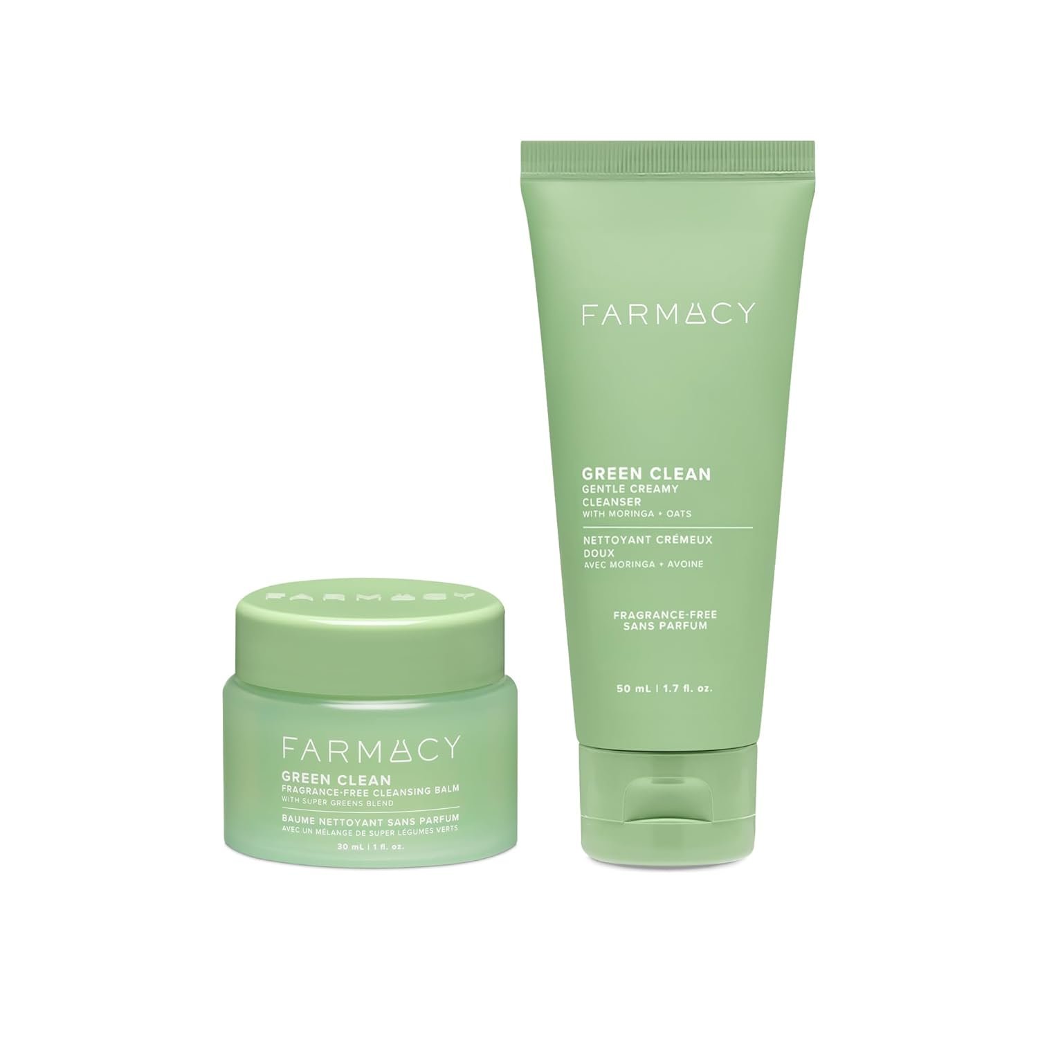 Farmacy Gentle Double Cleanse Skincare Gift Set – Fragrance-Free Gentle Creamy Face Cleanser & Makeup Remover Cleansing Balm – Melts Away Makeup & Helps Promote Healthy Skin (2 Count)