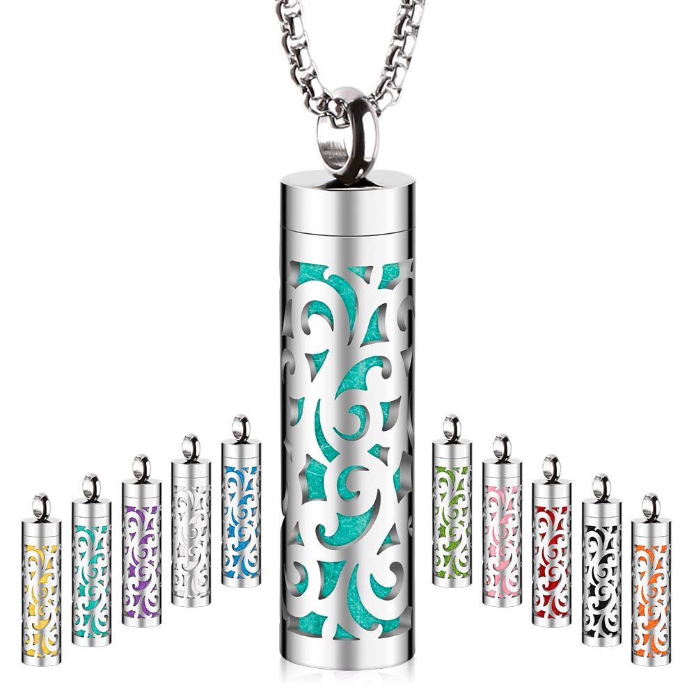 Maromalife Essential Oil Necklace for Women, 316L Stainless Steel Aromatherapy Pendant Diffuser Necklace, Essential Oil Jewelry Gift for Men Women, Christmas, Birthday