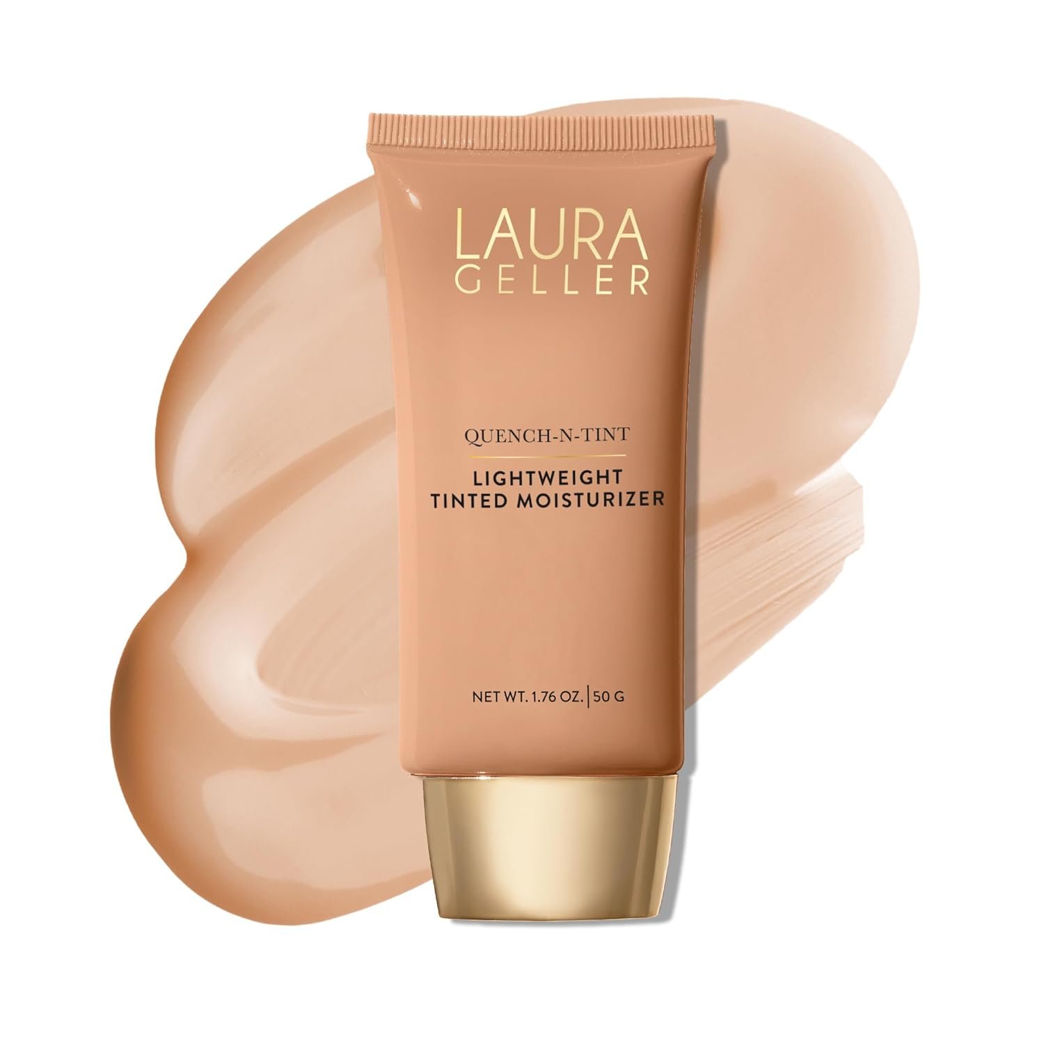 LAURA GELLER NEW YORK Quench-n-Tint Tinted Moisturizer – Sheer to Light Buildable Coverage – Natural Glow Finish – Lightweight Formula with Hyaluronic Acid, 03 Light/Medium