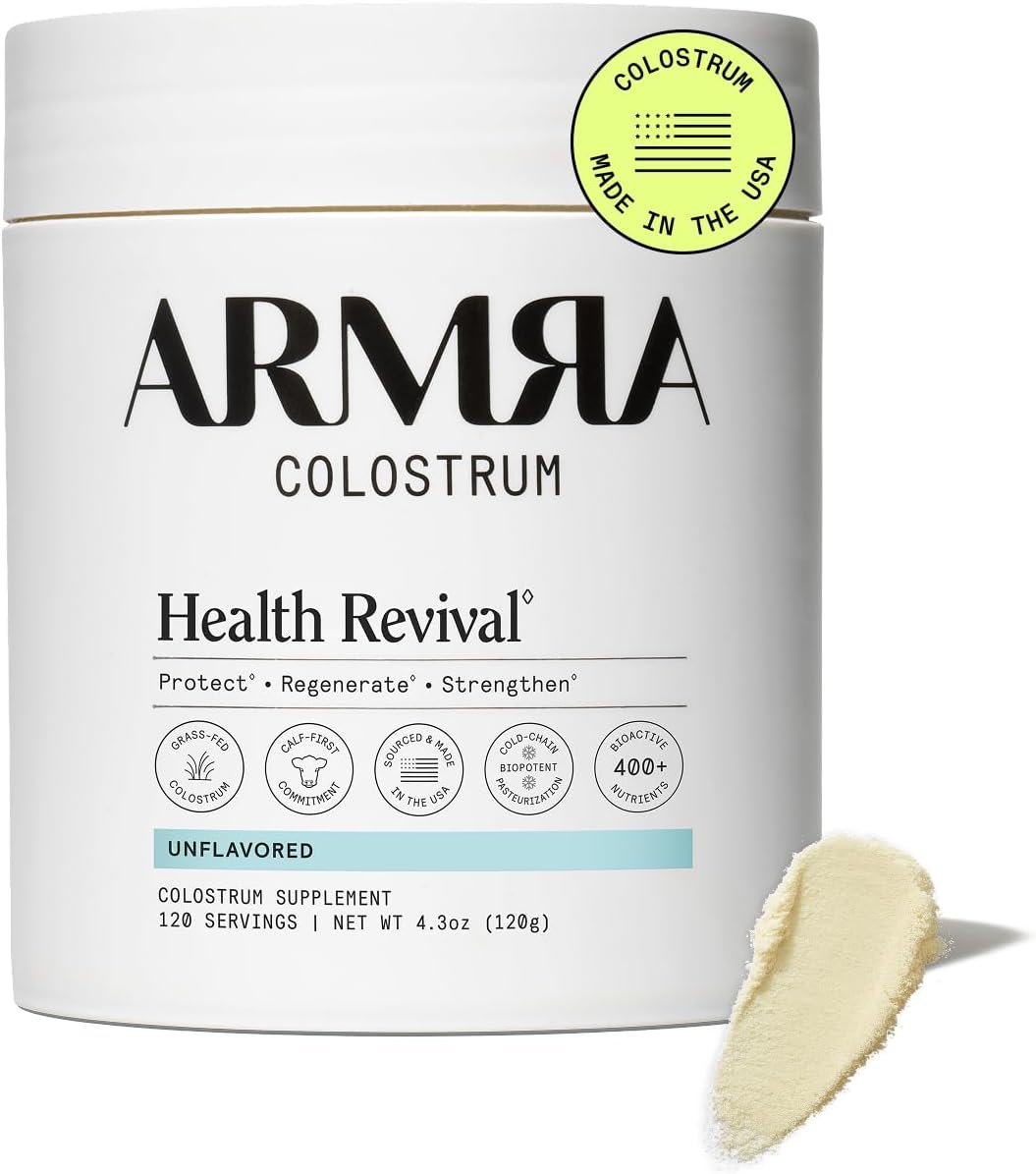 ARMRA Colostrum Powder | Unflavored | Gut Health & Bloating | Skin & Hair | Immunity | Keto, Gluten & Fat-Free | 120 Servings