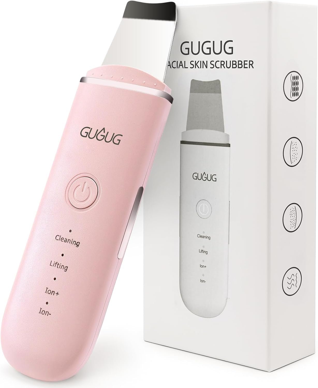 GUGUG Skin Scrubber Face Spatula – Skin Spatula Blackhead Remover Pore Cleaner with 4 Modes, Skin Care Tools-Pink