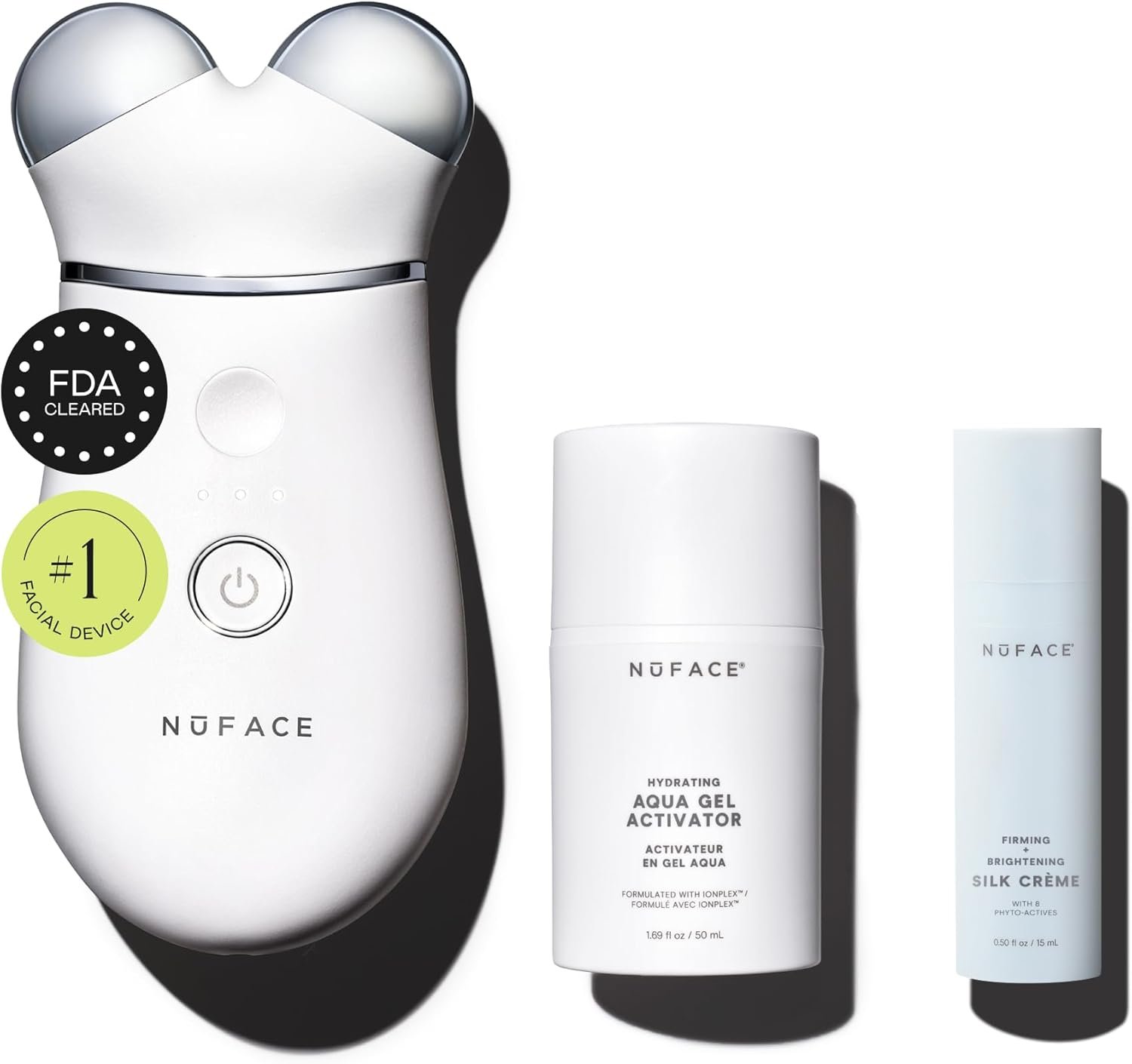 NUFACE Trinity+ Microcurrent Facial Device Kit, FDA-Cleared – Face Sculpting Tool, Skin Tightening Massager & Face Lift Device, Supports Lymphatic Drainage, 3 Frequencies, Activator Gel White