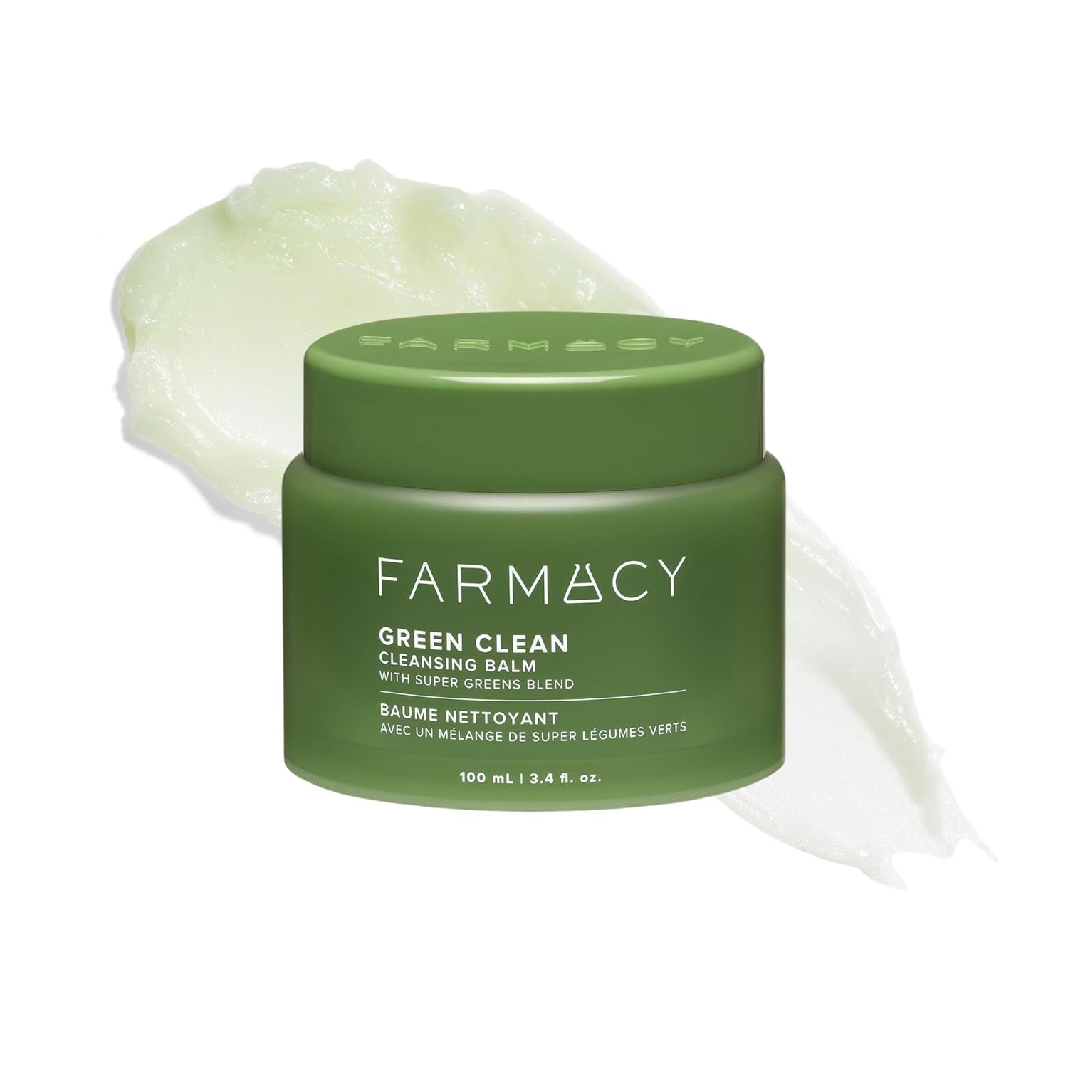 Farmacy Makeup Remover Cleansing Balm – Green Clean Waterproof Makeup Remover Balm + Oil Cleanser for Face – Gently Melts Make Up + SPF – Hydrates + Softens Skin with Super Greens + Papaya (100ml)