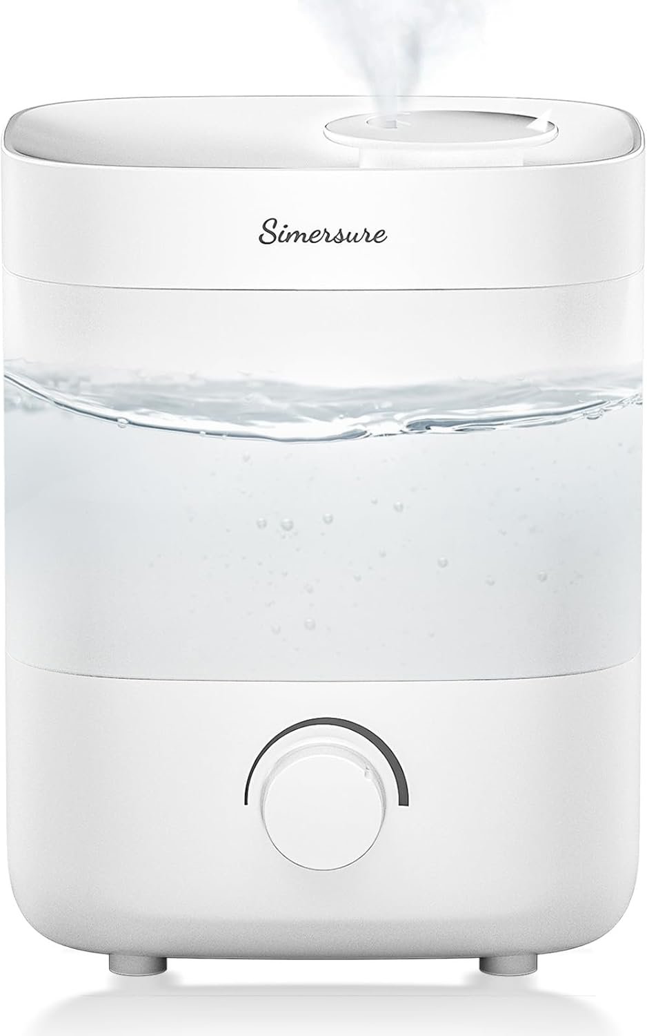 SimerSure Top Fill Humidifier, 2L Water Tank for Bedroom, 28H Long Lasting New White Air Humidifier for Large Room, Ultra Quiet 25dB Cool Mist for Baby, Plants, Office, Easy to Clean & Fill