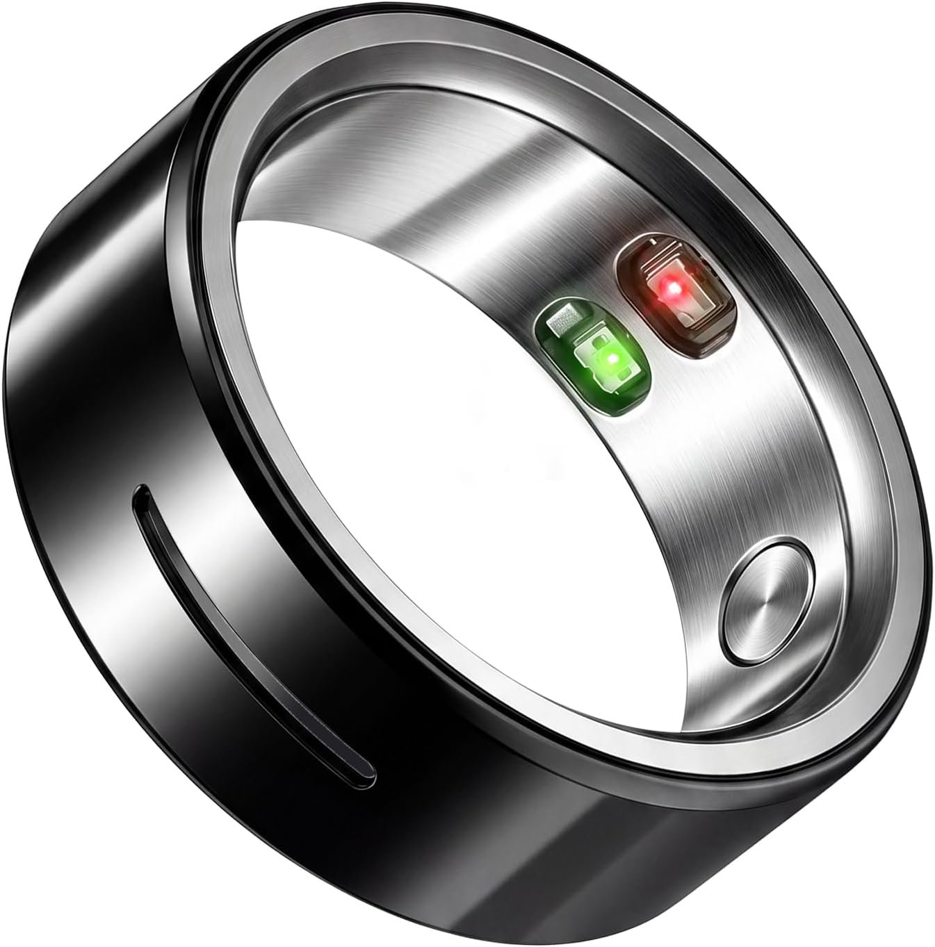 Smart Ring for Men/Women – Vibration Alerts, Ceramic & 316L Steel Sleep/Heart/SpO2/Activity Tracker, No Subscription, IP68 Waterproof, Touch Control, iOS/Android(Black, 8)