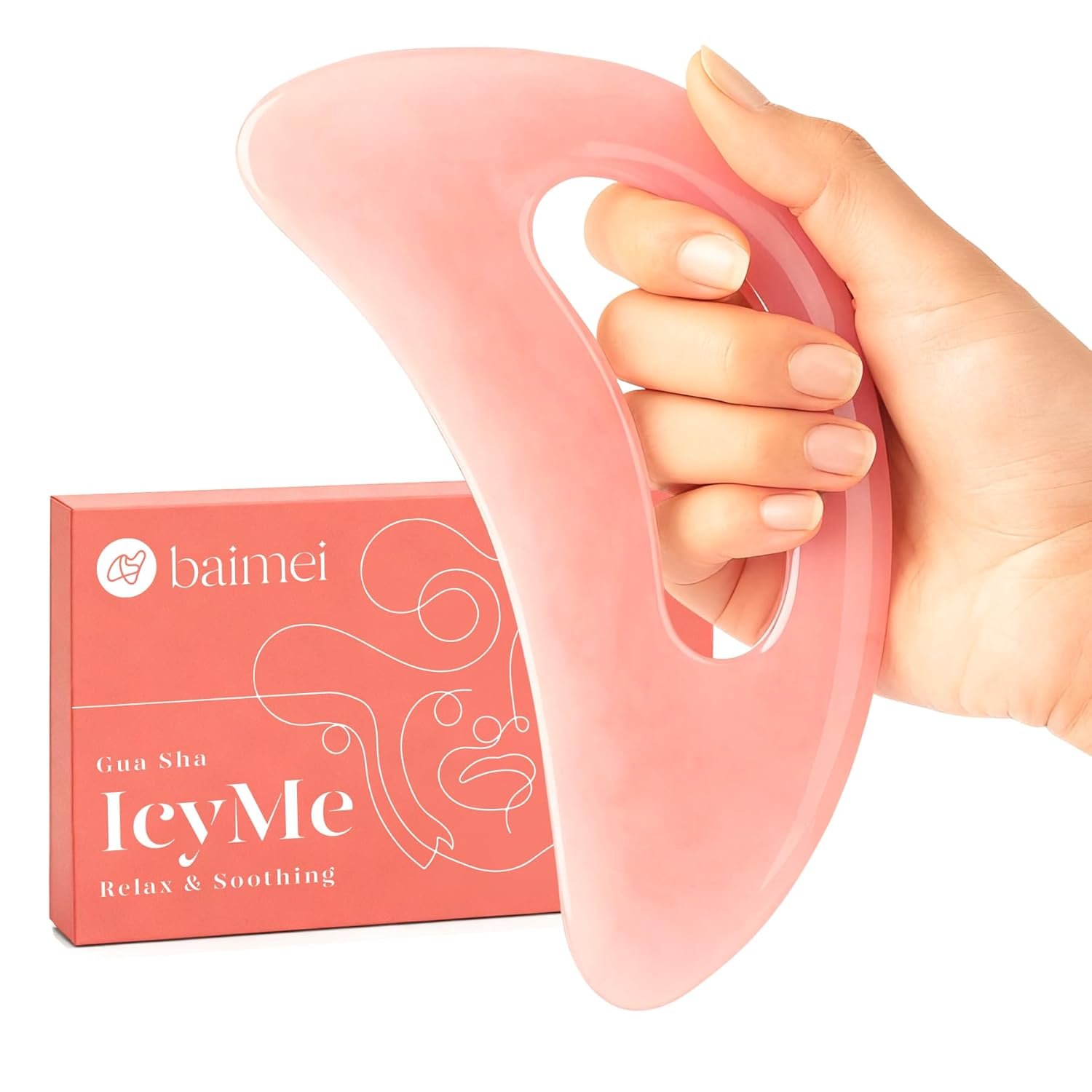BAIMEI IcyMe Gua Sha Tools Face Massager for Skin Care, Relaxation and Reduce Wrinkles Puffiness Skin Care Tools, Self Care Gift for Men Women -Pink