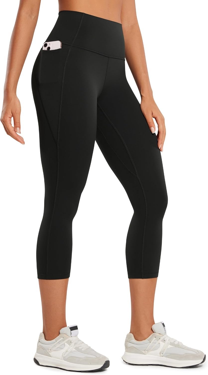 CRZ YOGA Butterluxe Workout Capri Leggings Pockets 21″ – High Waisted Gym Athletic Womens Crop Yoga