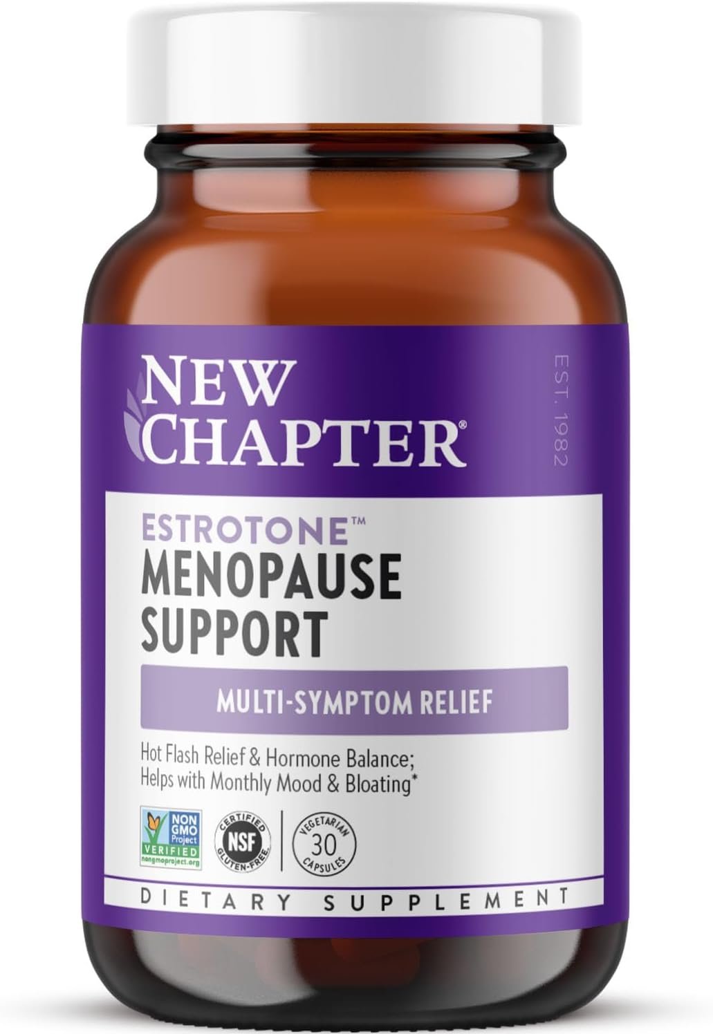 New Chapter Menopause Supplement – Estrotone Herbal Hormone Balance for Women in Perimenopause, with Black Cohosh for Hot Flash Relief & to Reduce Night Sweats + Vitex, No Added Hormones – 30 ct