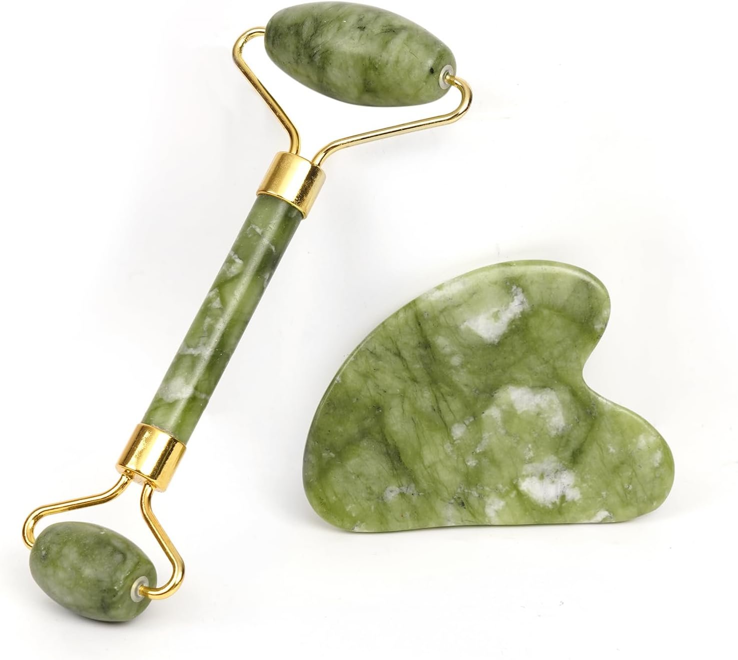 Jade Roller, Facial Gua Sha Massage Tools, Face Roller and Set for Men Women, Green