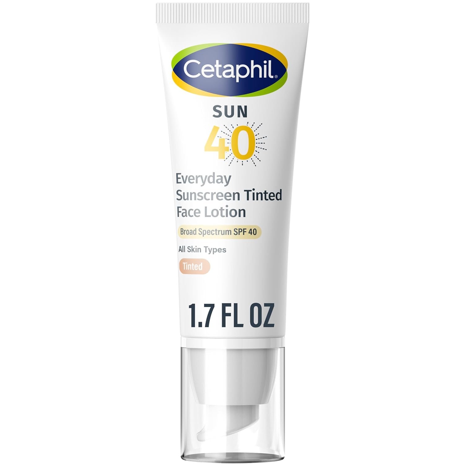 CETAPHIL Everyday Sunscreen Tinted Face Lotion, 1.7 fl oz, Travel Size Sunscreen, 100% Mineral UVA/UVB Filters: Titanium Dioxide & Zinc Oxide, SPF 40, For Sensitive Skin