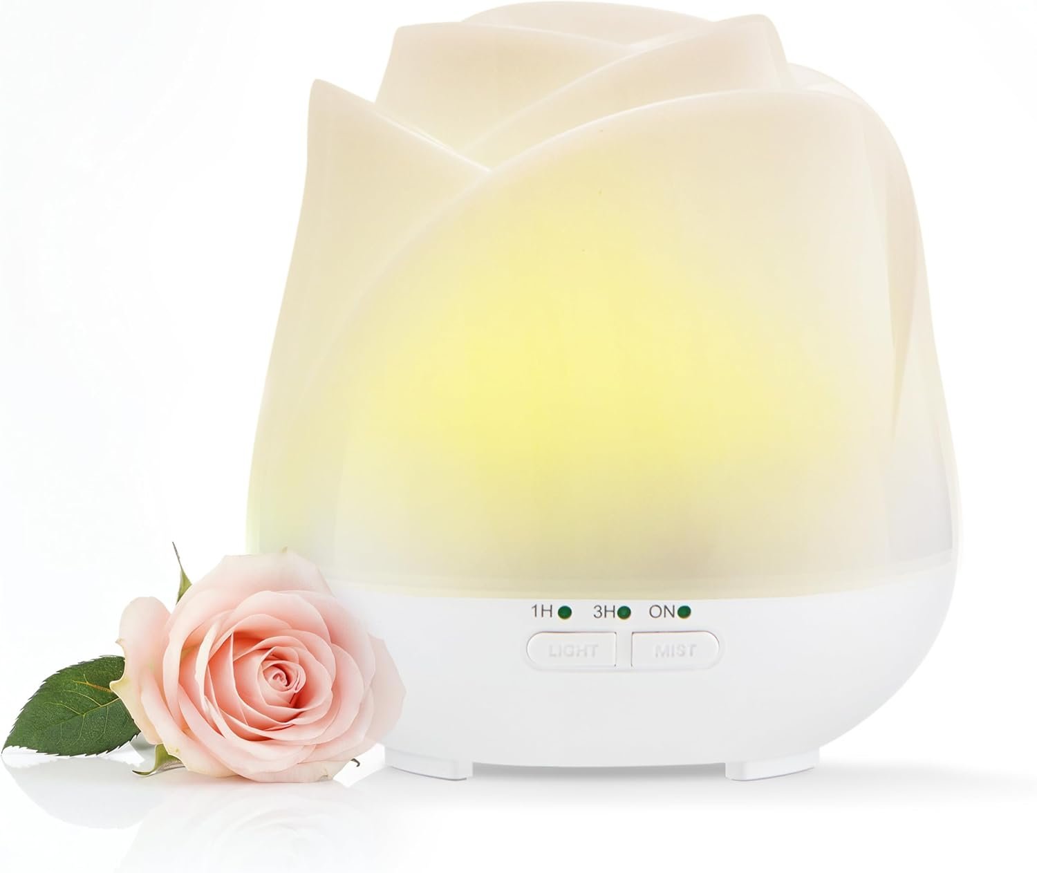 Earnest Living Rose Essential Oil Diffuser 150ml – Mini Ultrasonic Aromatherapy Humidifier for Bedroom & Desk, Quiet Mist, USB Powered, 7-Color Night Light, for Women – Solid White
